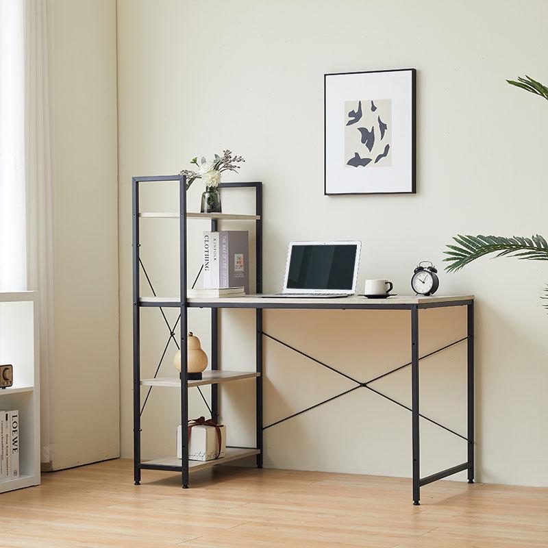 Integrated Office and Study Desk with Bookshelf and Storage Rack
