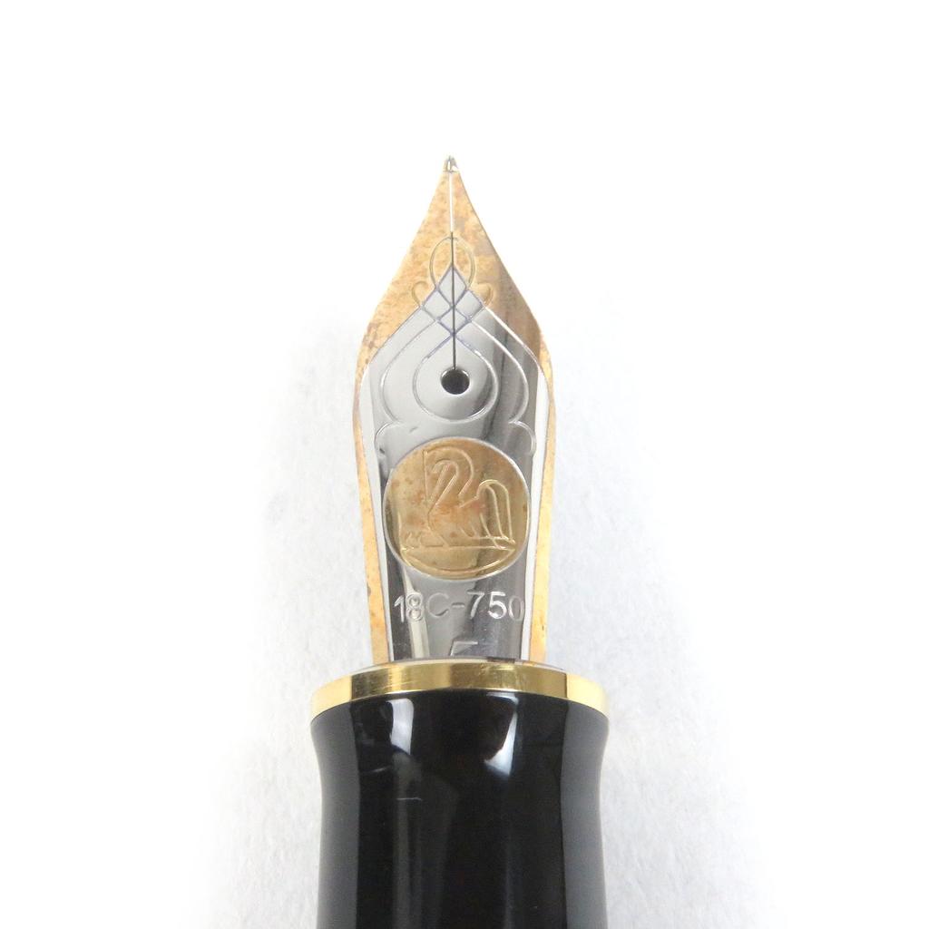 Excellent PERIKAN Fountain Pen Souvern Big Toledo Cap Type Black Gold 18K Used