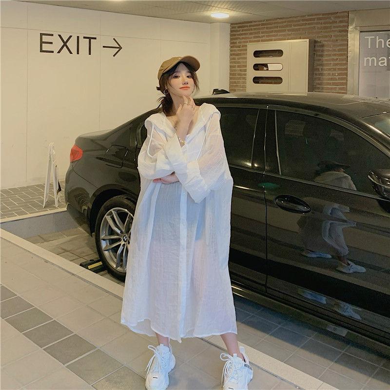 

Long Jackets Women Summer Sun-proof Outerwear Loose All-match Hooded Simple Leisure Daily Comfortable Ulzzang Design Chic 2XL
