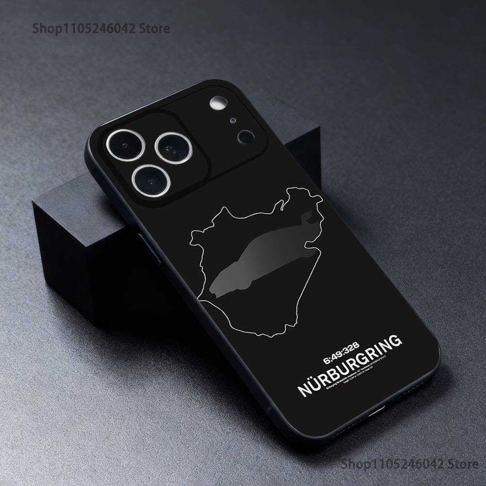 Nurburgring Sport Car Black Soft Cover Phone Case For iPhone 17,16,15,14,13,12,11,Pro,XS,Max,XR,Plus,E,SE4,Mini