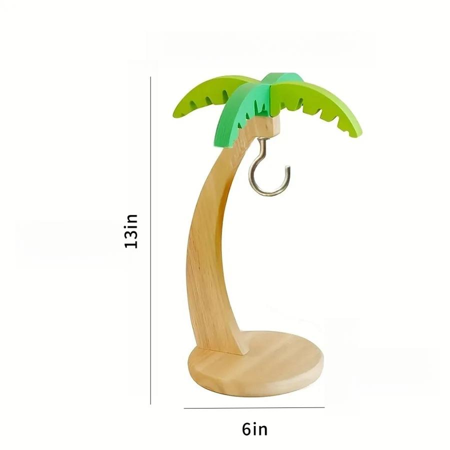 

Wooden Banana Rack Hanging Kitchen Rack Simulated Leaf Decorative Fruit Vertical Storage Rack with Hook Kitchen Decoration