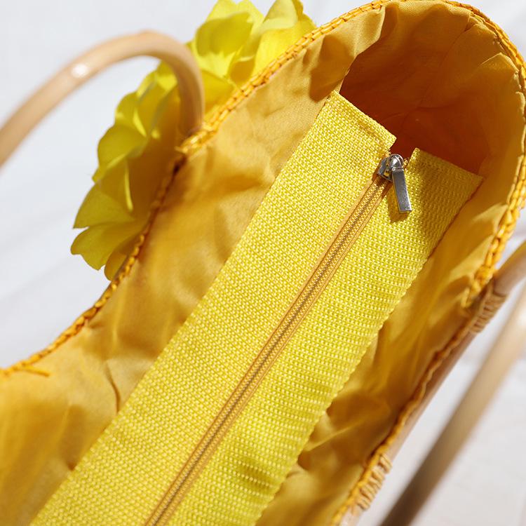 2025 Wheat Straw Braided Handbag with Wooden Handle - Women's Pastoral Ins Mori Girl Style