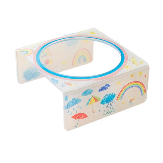 Baizihuahu Pet Ceramic Bowl with Flower Lace, Stable Base Acrylic Stand, Anti-Tip Design Dish for Cats And Dogs Food Water