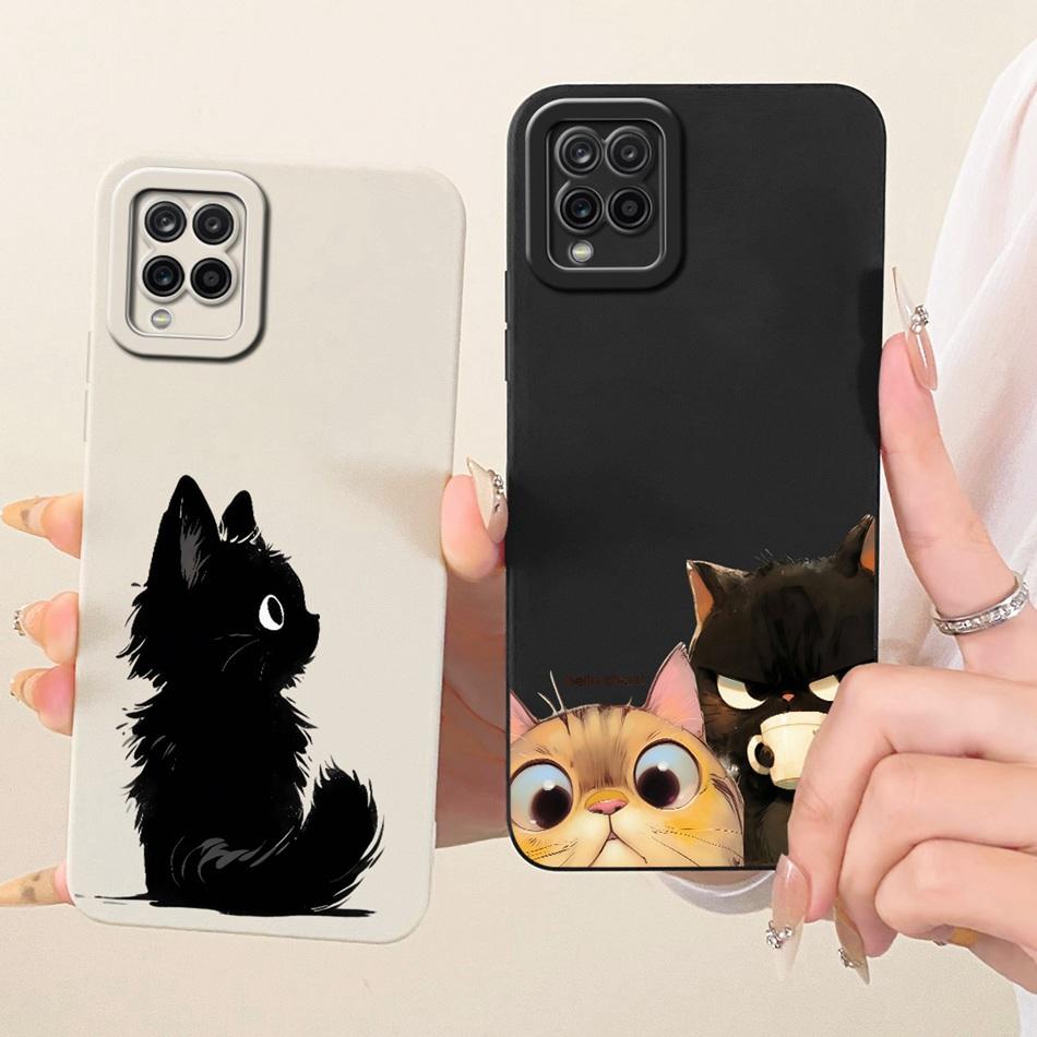 For Samsung Galaxy A12 M12 SM-A125F A127F Cute Cat Flower Butterfly Cartoon Phone Case Shockproof Soft Silicone Cases