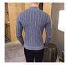 2026 Men's Striped Slim-Fit Knitwear: Autumn/Winter Long-Sleeved Half-High Neck Base Layer
