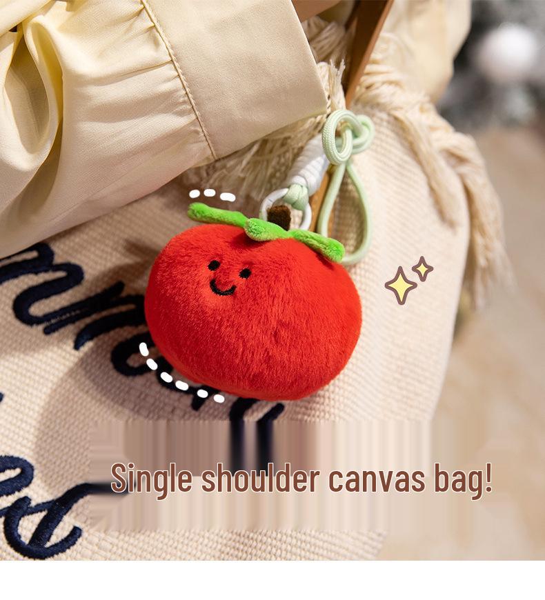 Fruit Plush Toy Backpack Ornament: Persimmon, Apple, Pear, Lemon, Tomato, Pumpkin Doll for Girls