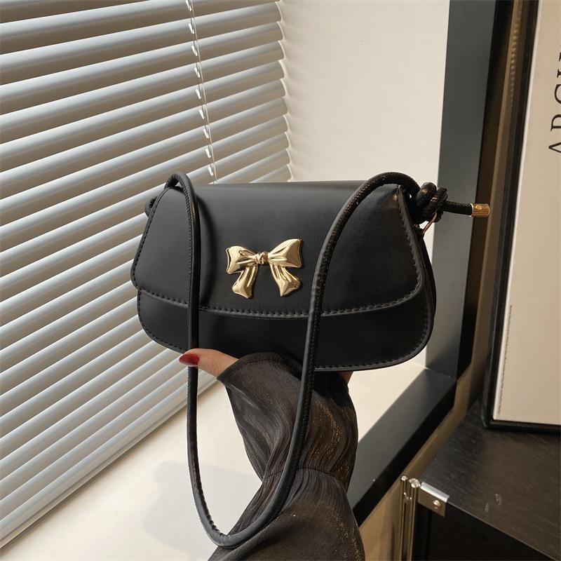 Beautiful Trend Casual Versatile New Simple Bow Small Square Bag Shoulder Messenger Bag Commuter Bag
