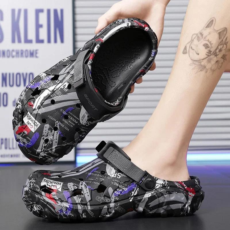 Plus Size 4849 Summer Men Sandals Clogs Outdoor Garden Clogs Hole Shoes Male Casual Shoes Water Shoes Comfort Home Soft Slippers