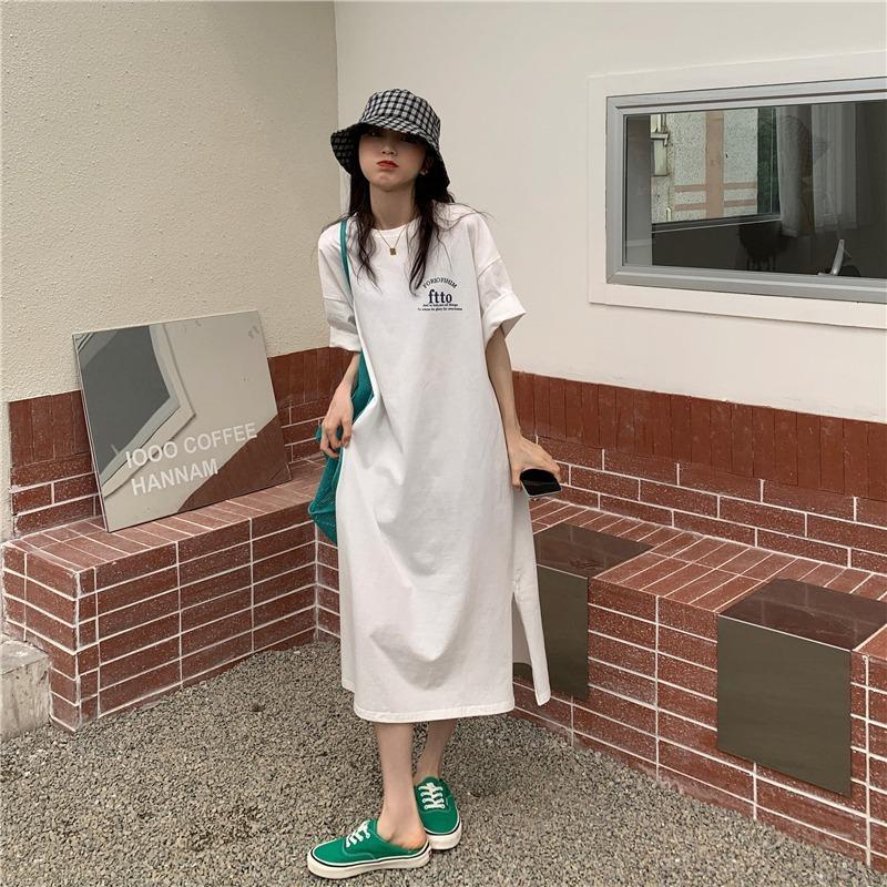 YYFS Dámská móda Léto Jaro 1/2 rukávy Kulatý výstřih Volný pas Ležérní šaty