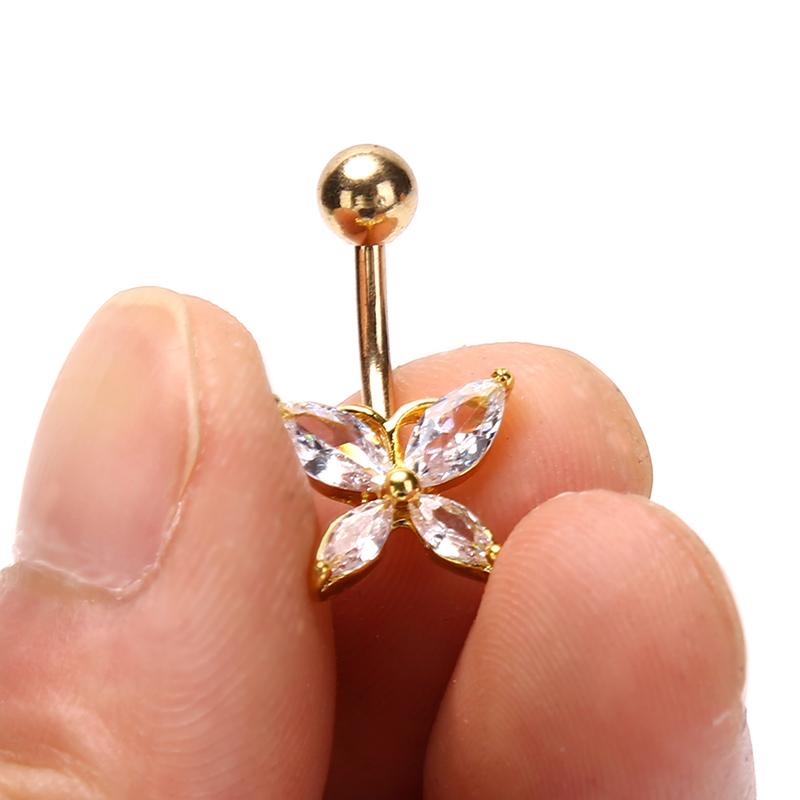 Zirkon Bauchnabelpiercing Ringe Nabelring Chirurgischer Schmetterling Körperschmuck