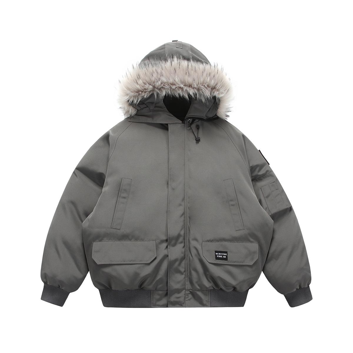 

Men s Heavyweight Hooded Cotton Jacket with Detachable Fur Collar - Winter Thick Padded (HY8529) XXL сірий колір