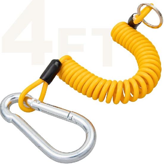 MECMO 4ft Breakaway Trailer Cable Trailer Brake Safety Cable Heavy Duty Stainless Steel Spring Towing Coiled Wire, Replacement Trailer Break Away