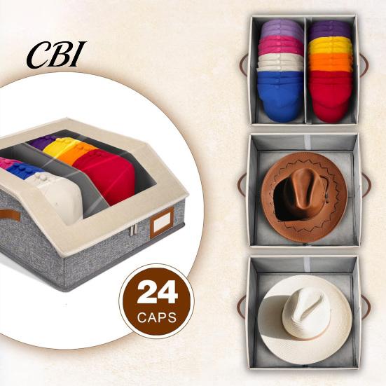 Adjustable Hat Storage with Dividers Organizer, Clear Window Lid Flip Top Access Design, Organizer for Baseball Caps Stackable Partition Box,