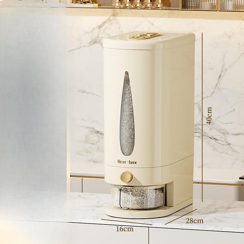 

Ведро для пяти видов зерна и прочего зерна, Кухонное щелевое ведро для риса, Ведро для хранения риса, защищенное от насекомых и влаги, Ведро для риса с прессовым механизмом 10KG cream color