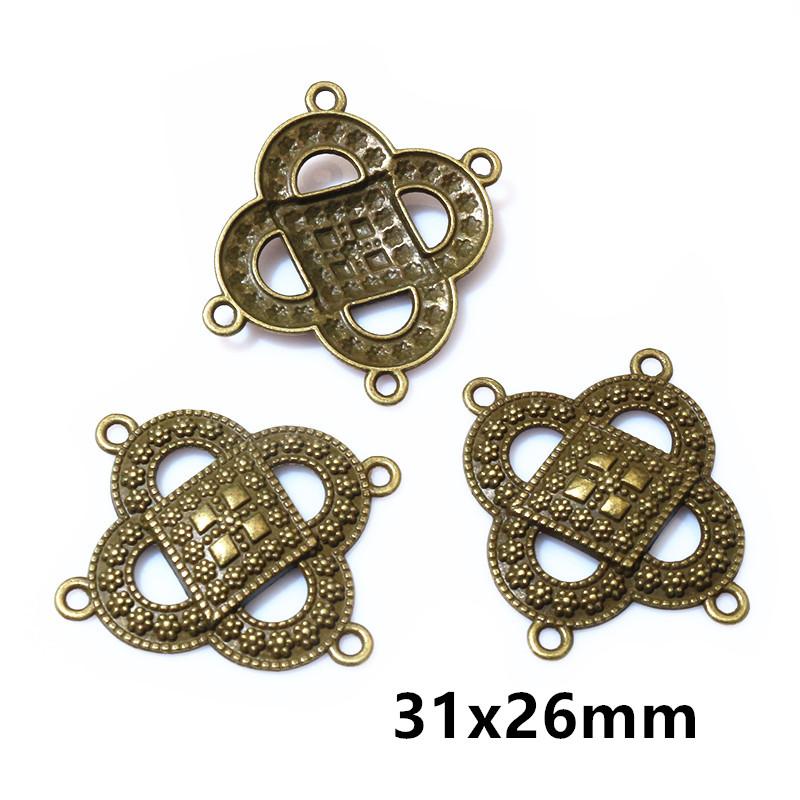 10pcs Bronze Color Bohemian Vintage Heart Drop Flower Connector Charms Pendant DIY Jewelry Making Accessories Findings