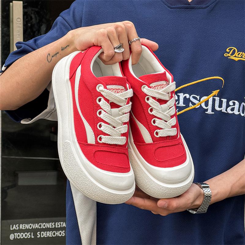 Gulinaza ugly cute crooked big head shoes thick sole heightening casual niche couple board shoes