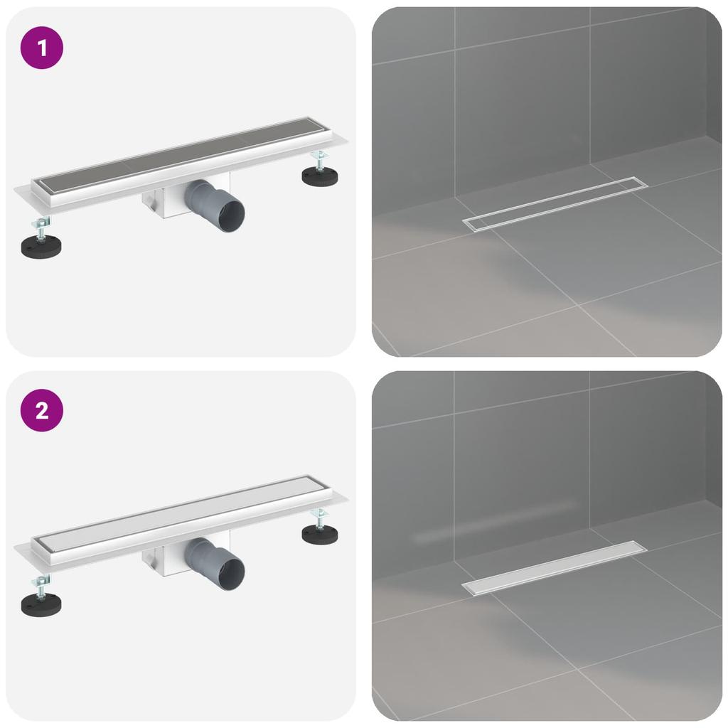 2 in 1 Shower Drain Silver 50 cm Stainless Steel 304