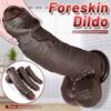 Realistic Black Foreskin Dildo, Uncut Dildo,Dual Density Silicone Anal Penis with Suction Cup Anal Life Like Sex Toy Suitable for Men,Women,Couples