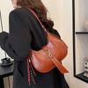 Retro Soft Leather Crescent Bag Women's 2025 New Women's Bag Texture Commuter Bag Shoulder Messenger Bag