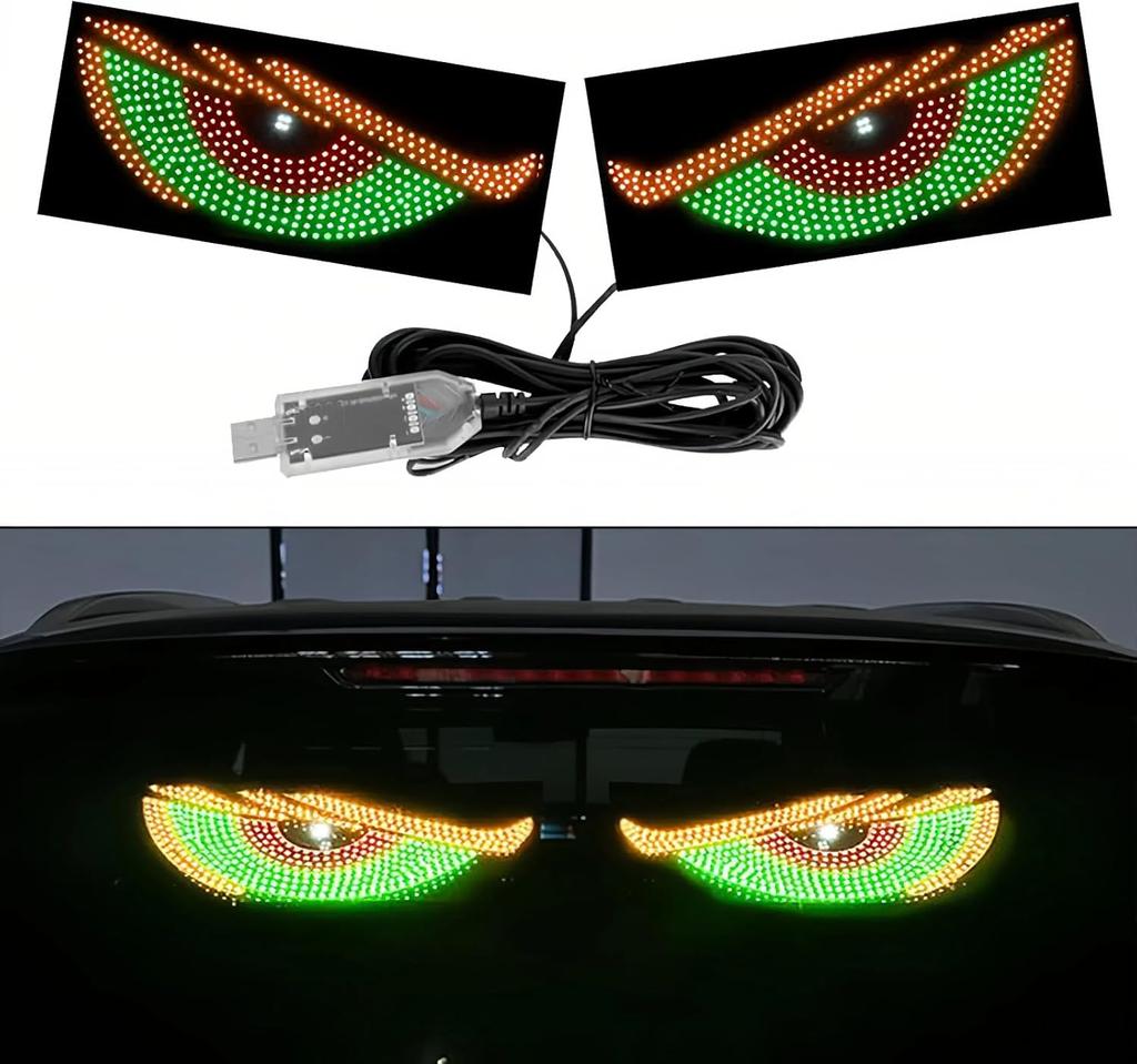 2PCS Devil Eyes Light for Cars Windshield LED Matrix Pixel Panel Display Evil Eyes LED Screen Animated Dynamic for SUV Truck