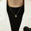 Women's Elegant 316L Stainless Steel Sweater Chain Necklace with Irregular Oval Pendant Party Jewelry
