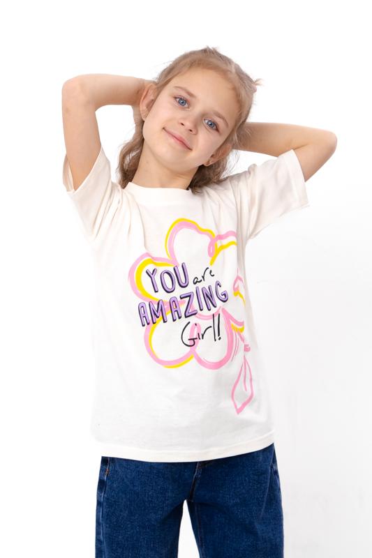 Girls' T-Shirt – Floral Motif & Lettering, Summer 6414-001-33-5-3 HC