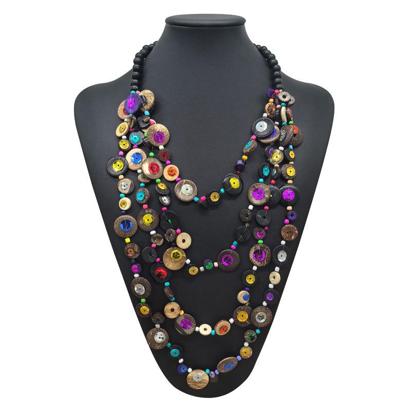 Bohemia Ethnic Necklace & Pendant Multi Layer Beads Wood Jewelry Vintage Statement Long Necklace Women Handmade Collar