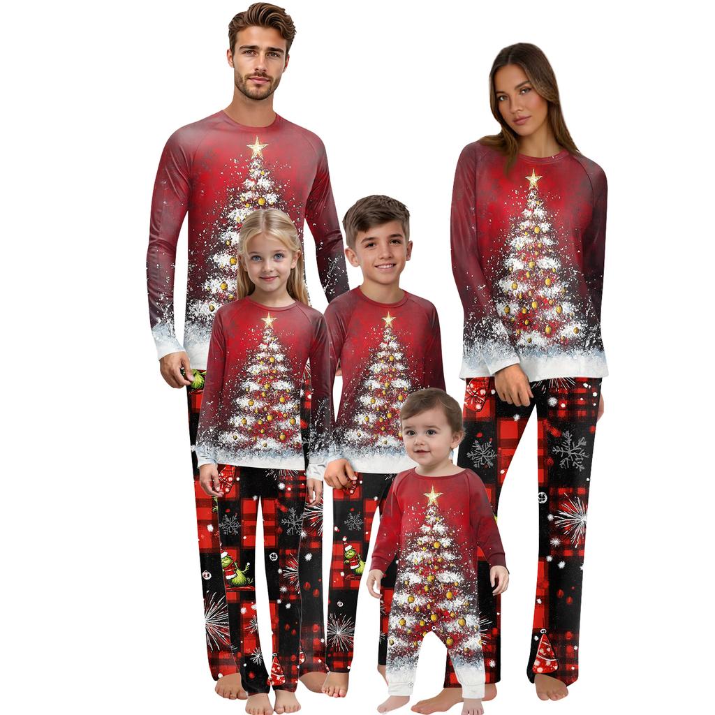 Christmas Print Family Outfit Long Sleeve Top + Pants Set Family Outfit