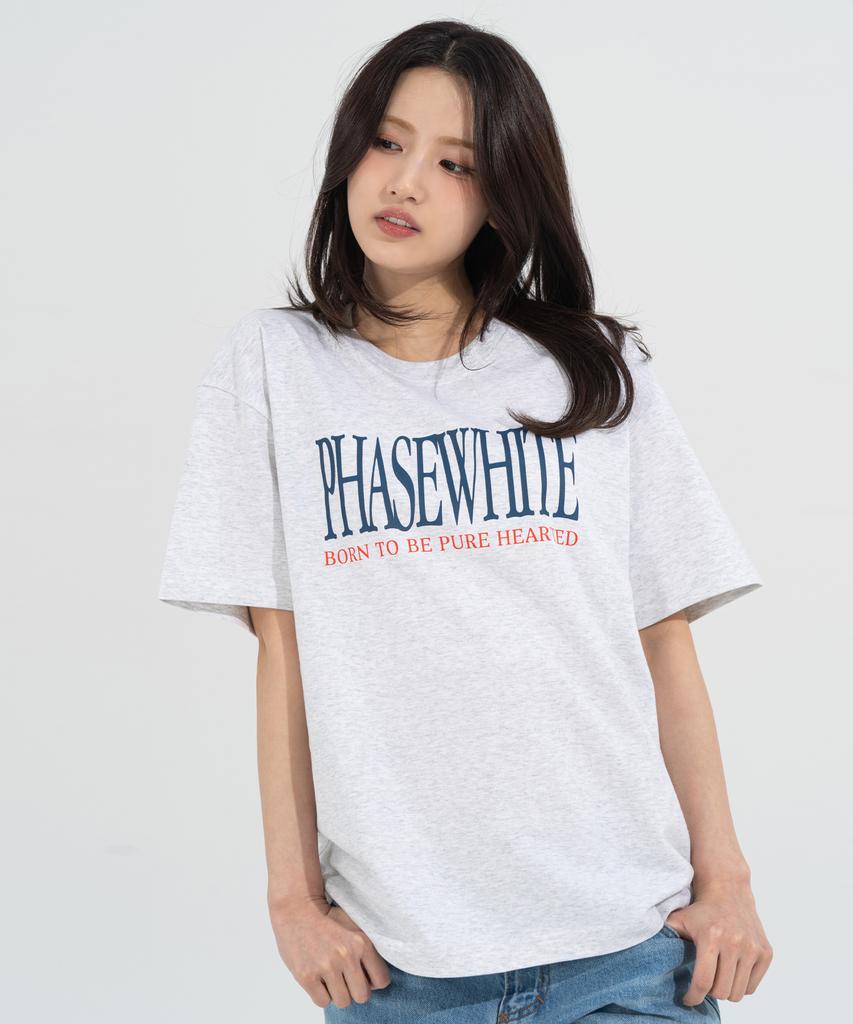 Peijeuhwaiteu [Phase_3] Slogan Logo Tee_Light Melange / 8802026-St14