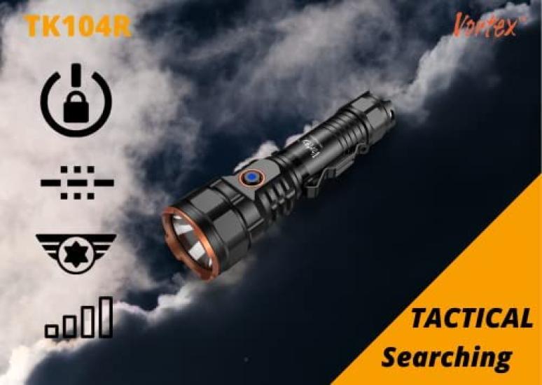 Vortex TK104R Rechargeable 4200 Lumens Button Lock Dimmable High Output LED Traffic Wand Professional Flashlight with Level Charge Indicator &