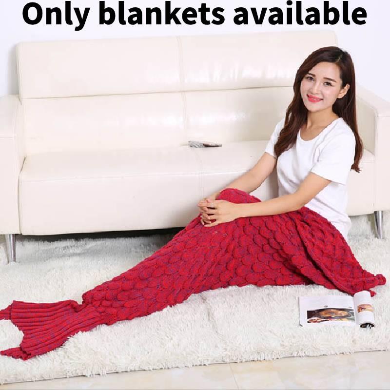 Scale Vintage Fish Pattern Mermaid Woollen Blanket Knitted Cozy Autum Spring