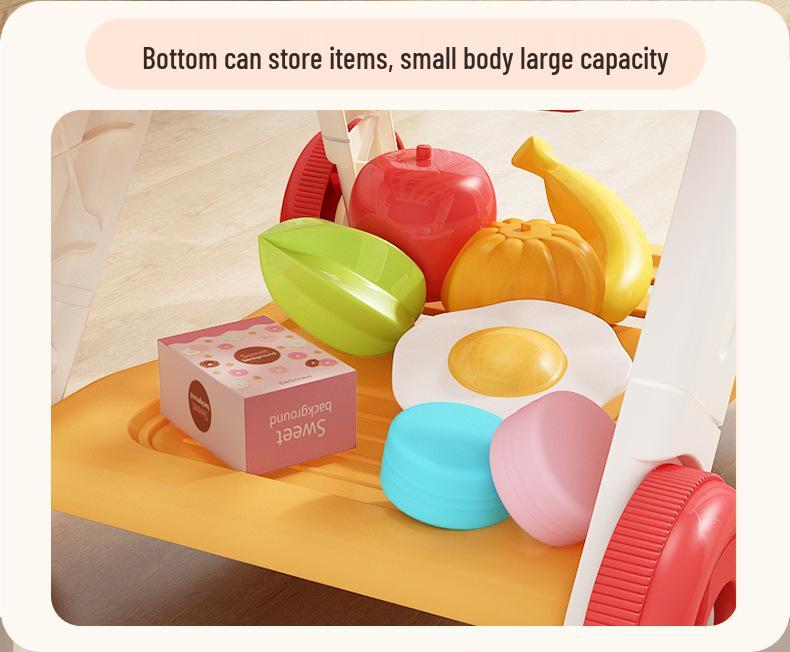Kids' Supermarket Shopping Cart Stroller & Fruit Cutting Play Set