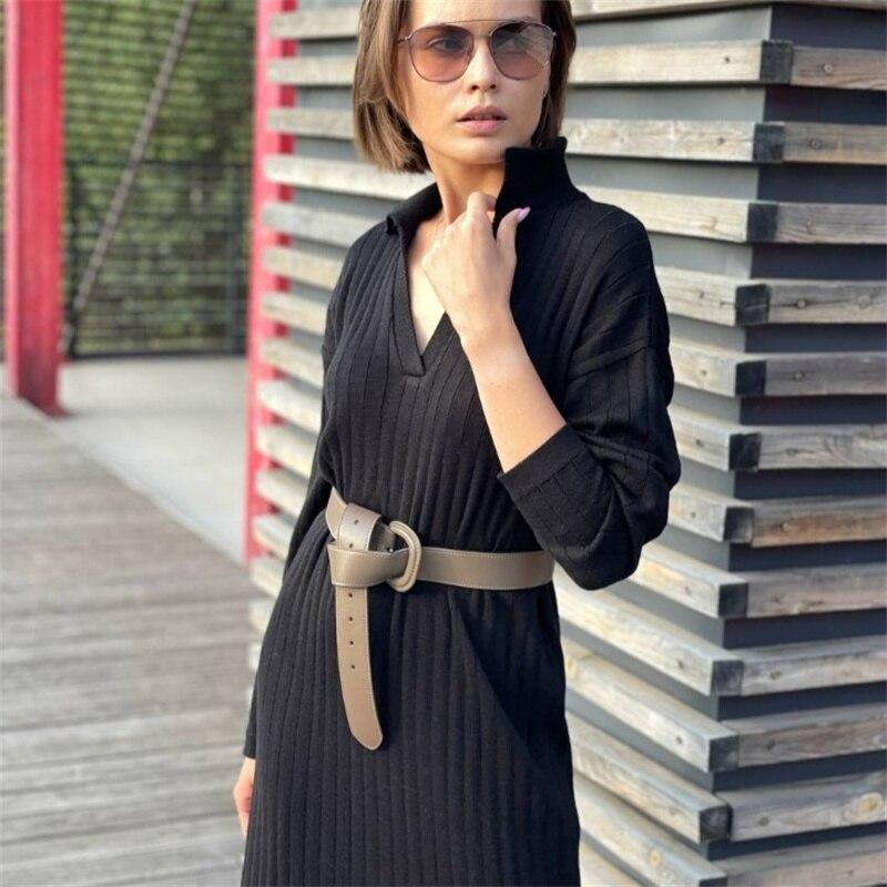 New Pattern Women Autumn Winter Sexy V Neck Long Sleeve Knitted Sweater Dress Long Sleeve Straight Cozy Pullover Slim Dresses