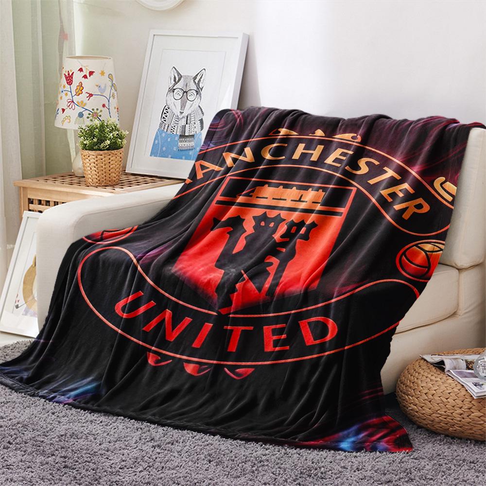 Koc Flanelowy z Nadrukiem Man Utd, Wysokiej jakości, Wygodny na Wszystkie Pory Roku, Wystrój Domu, Ciepło i Komfort