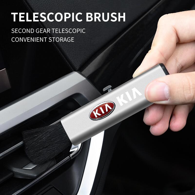 2026 Hot Car Sticker Car Interior Cleaning Brush Telescopic Small Soft Brush Accessories For KIA Sportage Rio 3 Soul Optima Ceed