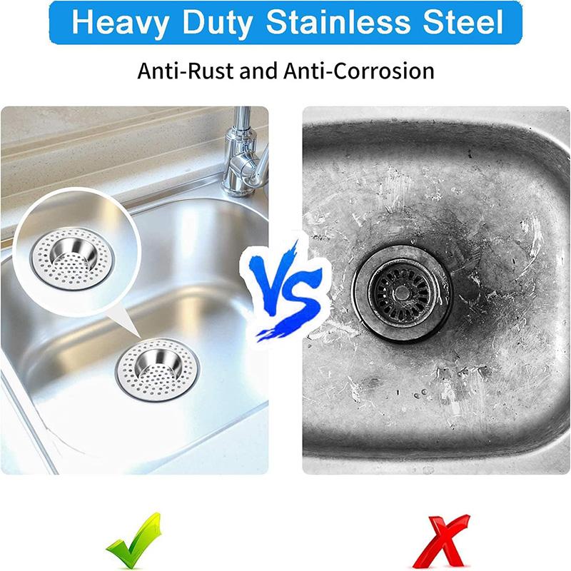 2Pcs Stainless Steel Kitchen Sink Strainer Plug Drain Hair Catcher Sink Stopper Drain Filter Standard Strainer Drain Protector