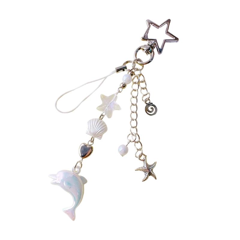 Contemporary Dolphin Keychain Metal Bag Charm Retro Design Keyring Compact Travel Accessory Pendat Bag Pendant