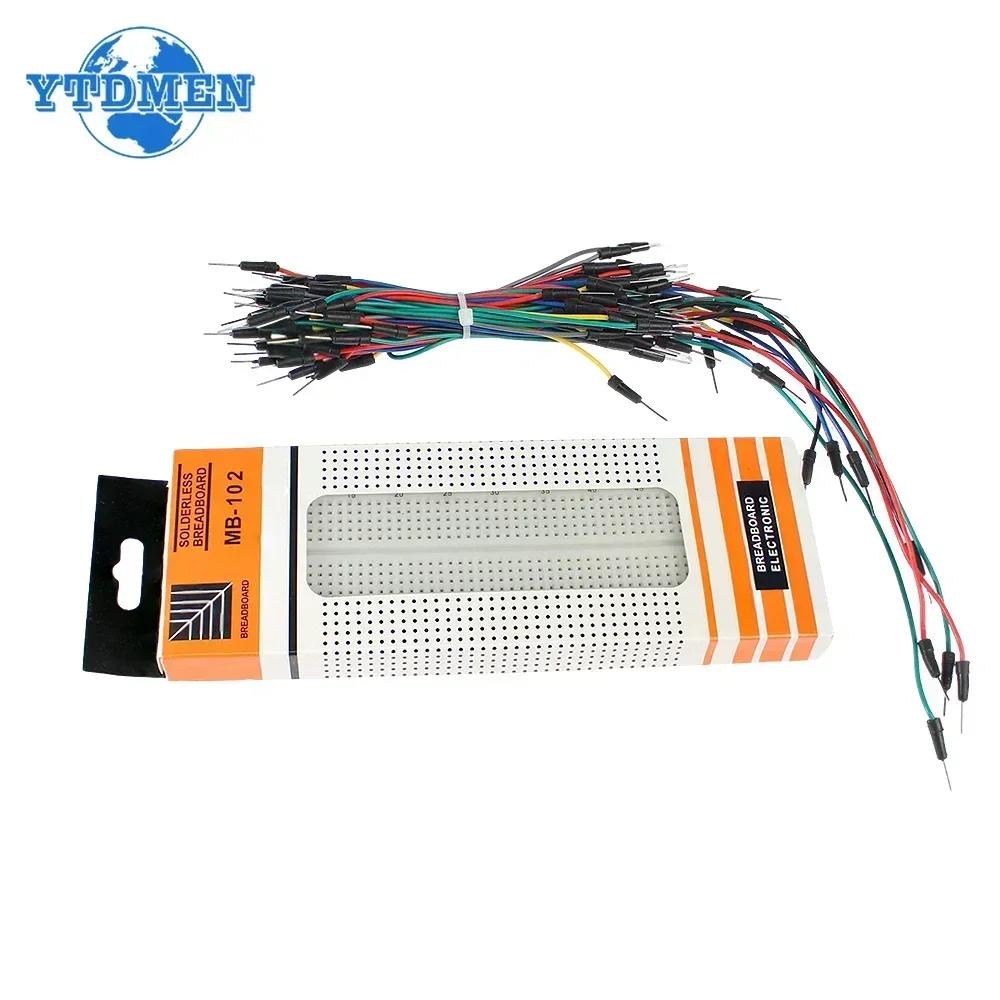 MB102 Breadboard Stromversorgungsmodul 3,3V/5V MB-102 830 Punkte Prototypen-Breadboard + 65 Stück Jumper-Kabel DIY für Arduino-Kit