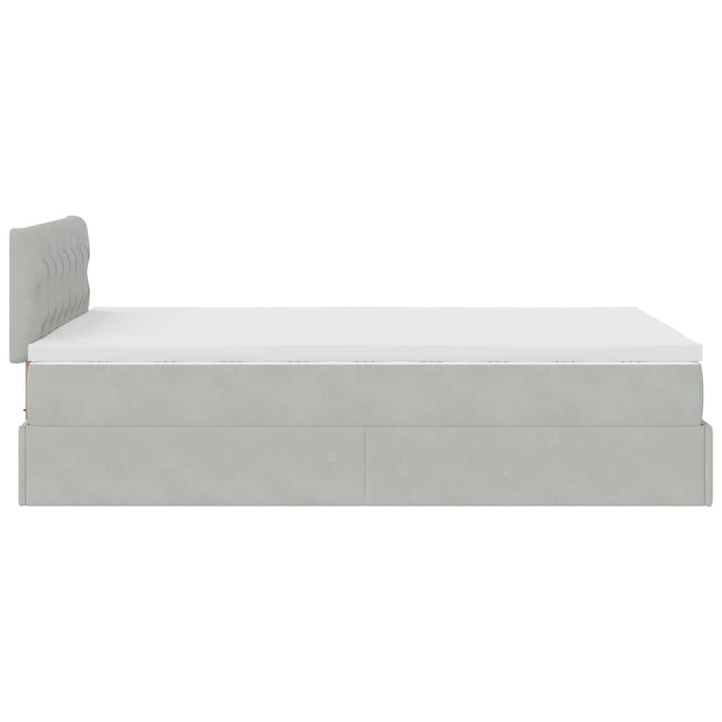 Ottoman Bed with Mattress & LEDs Light Grey 120x190 cm Velvet