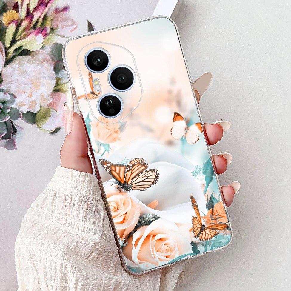 Clear For Honor 400 Pro Case DNP-NX9 Cute Cartoon Cat Fashion Flower Funny Painted Soft Bumper For Honor 400Pro Back Cover Funda