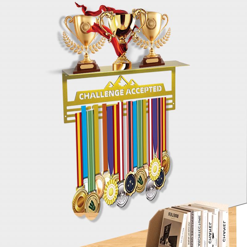 Custom Metal Medal Trophy Holder Medal Hanger Display with Shelf Medal Holder and Trophy Display Hanger