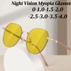 Women Luxury Metal Frame Myopia Glasses Ladies Driving Night Vision Near Sight Glasses Anti High Beam High-definition Eyewear