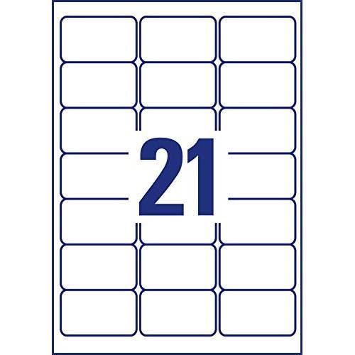 Avery zweckform étiquettes autocollantes en papier mat 100 feuilles blanc naturel 63,5 x 38,1 mm 2100 étiquettes