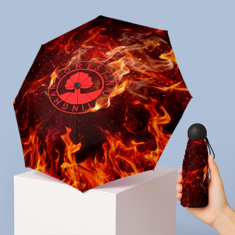 Nottingham Forest Football Pattern Printed Mini 5 Folds 8 Ribs Compact Umbrella Windproof Waterproof Lightweight Portable Folding