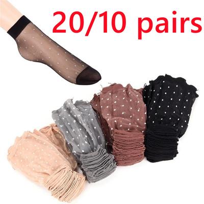 20/10 par/lote calcetines de seda de cristal transparentes ultrafinos sexis de verano para mujer calcetines cortos de alta elasticidad