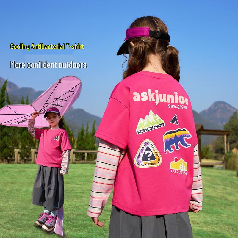 ASK JUNIOR Kids  Faux Two-Piece Long Sleeve T-shirt 170