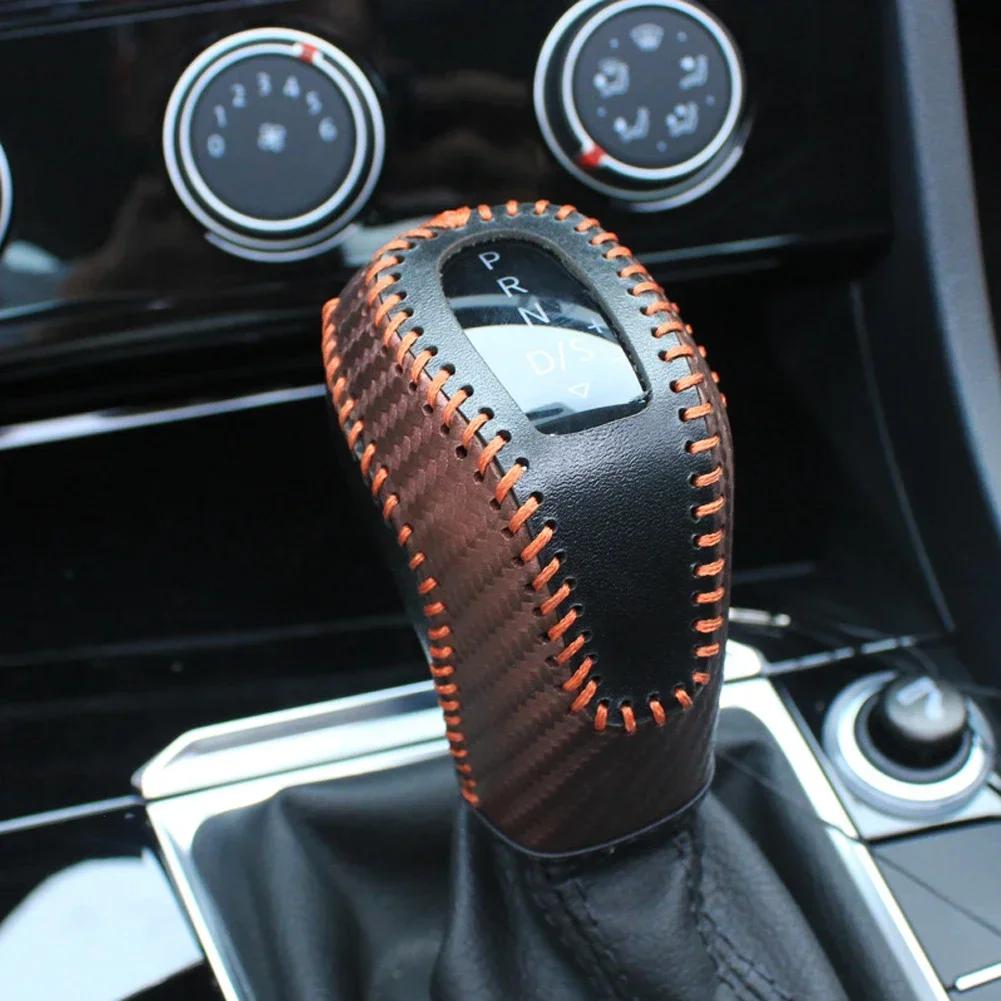 Schalthebelknauf Kopf Abdeckung Hülle Kohlefaser Autozubehör Für Volkswagen Sagitar Tacqua Tayron Polo Plus Tcross 2019-2024