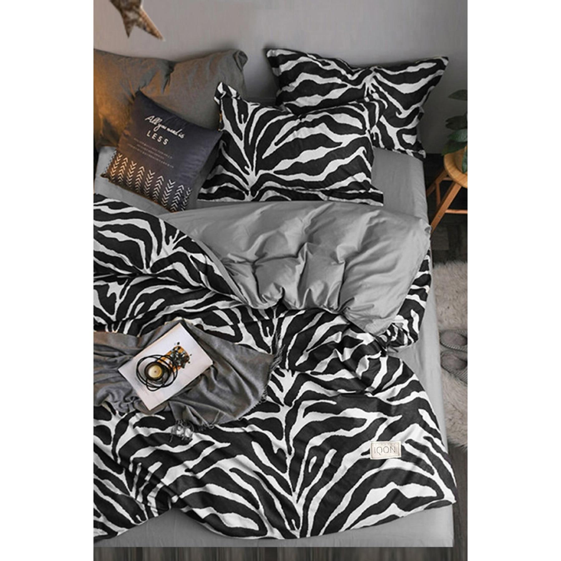 

Комплект эластичного льняного пододеяльника IQON Double Zebra Black iqon006