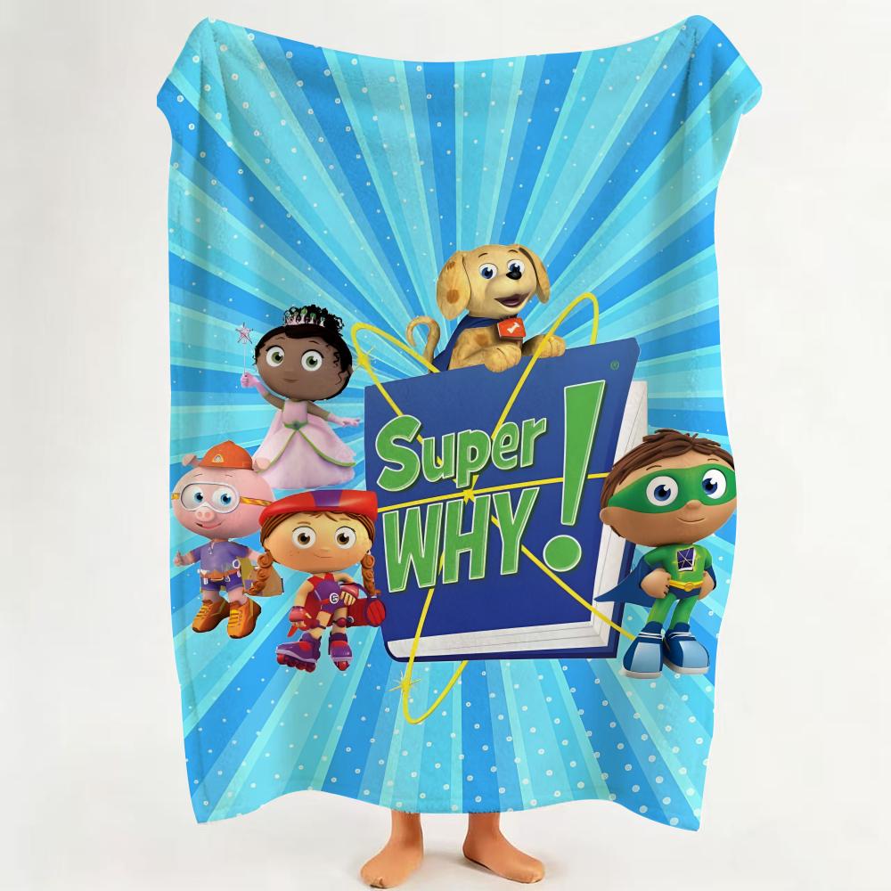 cartoon S Super W Why! Throw Flannel Throw Blanket Suitable for Sofa Living Room Bedroom 75cmx90cm
