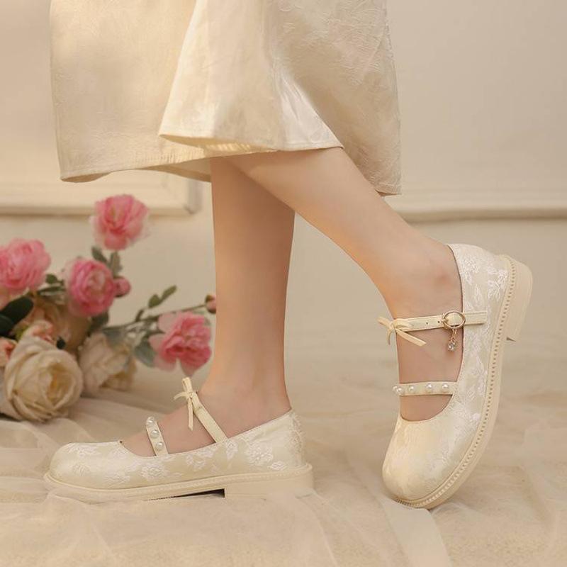 Girls Cheongsam Shoes National Style Retro Princess Shoes Rubber Soft Sole Catwalk Hanfu Shoes Middle Aged Children's Performance Children's Si